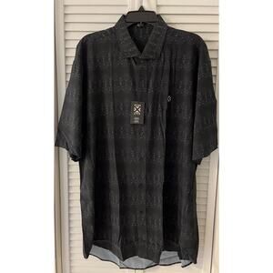Dyme Lyfe Men's Poly/Spandex L/S Button Shirt 3XL Black w/White Speckles NWT